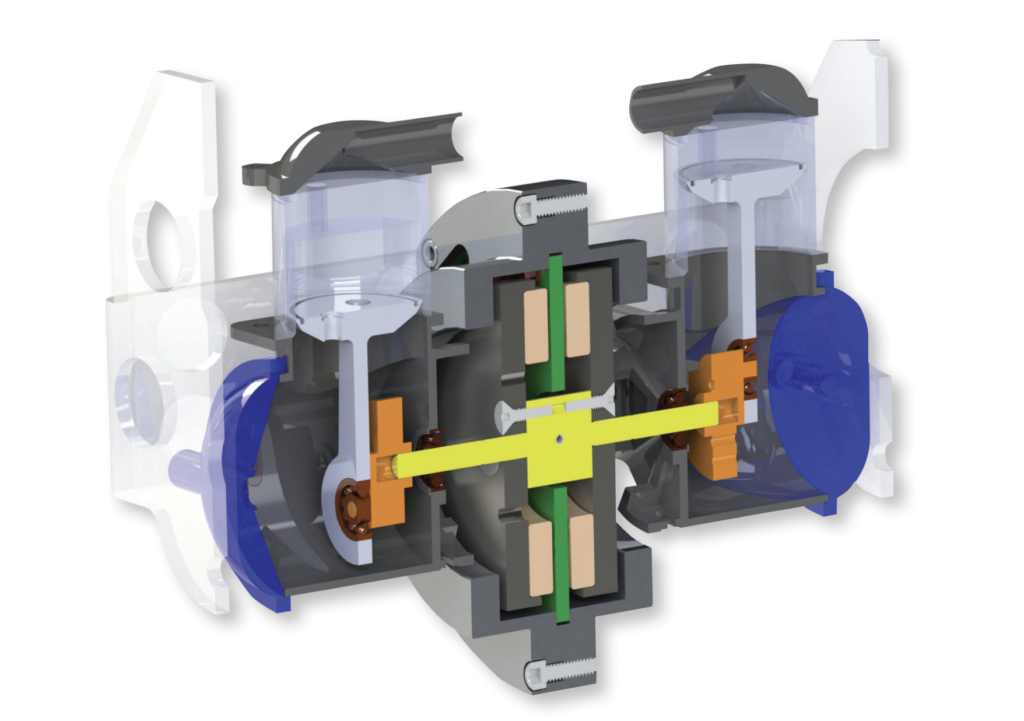 CAD rendering of a quiet motor developed by ECM 